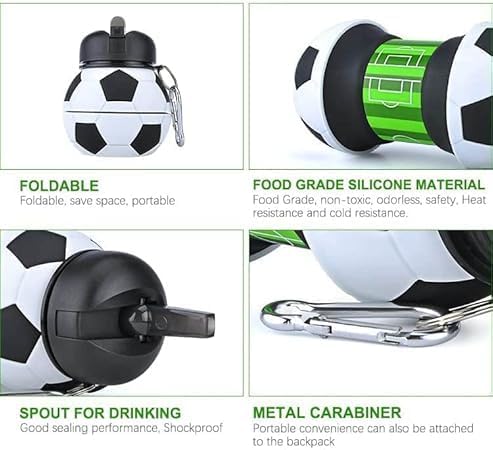 Collapsible Kid’s Water Bottle with Basketball Design