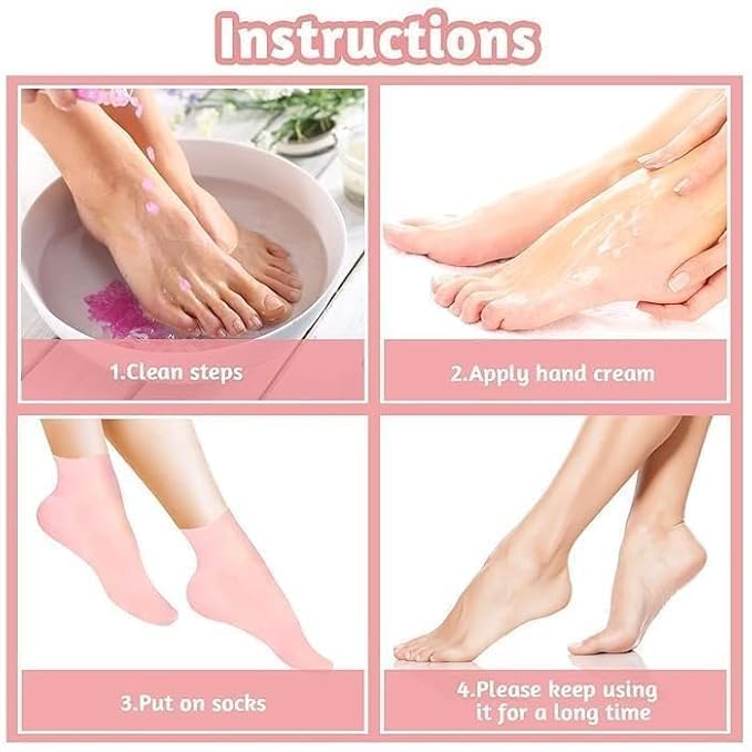Hydrating Silicone Moisturizing Socks for Women & Men - (Pack of 2, Random Colors)