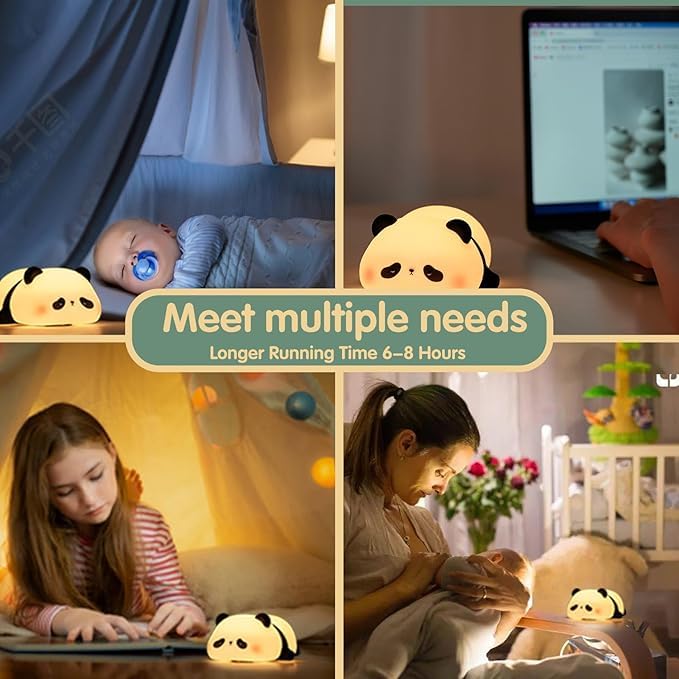 RD Cute Panda Night Light for Kids – Soft Silicone LED Bedside Lamp (Rechargeable, Dimmable & Touch Control)