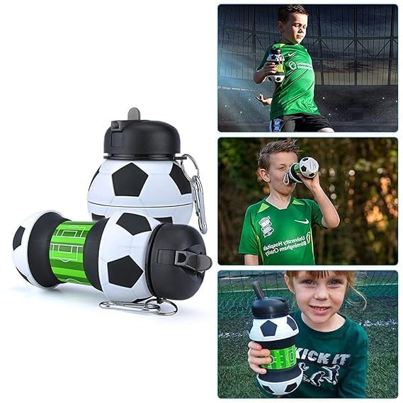 Collapsible Kid’s Water Bottle with Basketball Design
