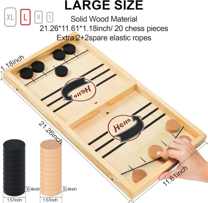 Wembley Fastest Finger First Board Game – Wooden String Hockey Sling Puck
