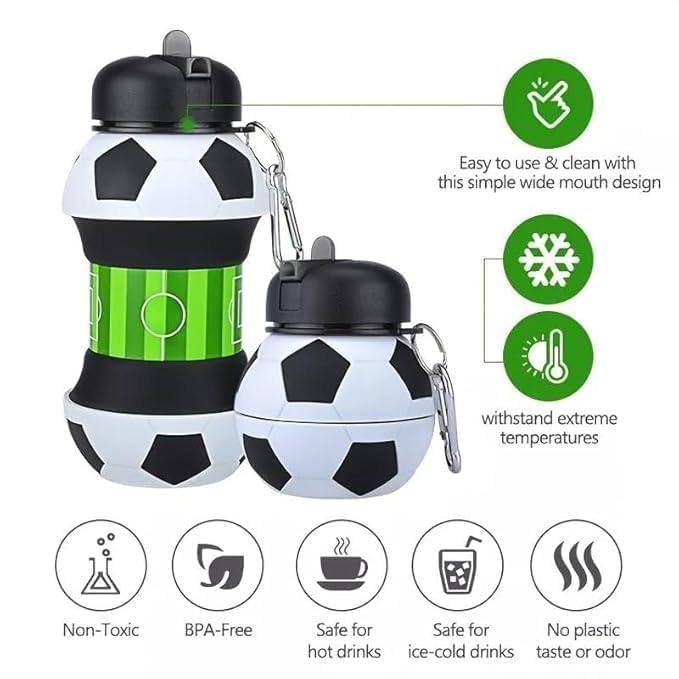 Collapsible Kid’s Water Bottle with Basketball Design