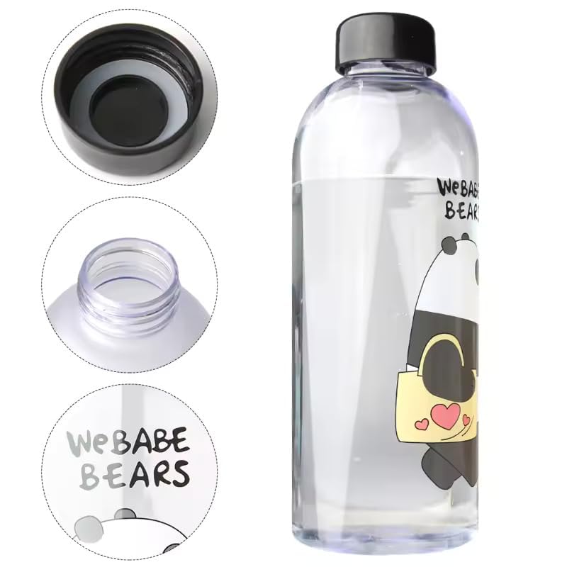 Cute Bear Straw Water Bottle – 1000ml Frosted Portable Bottle with Straw