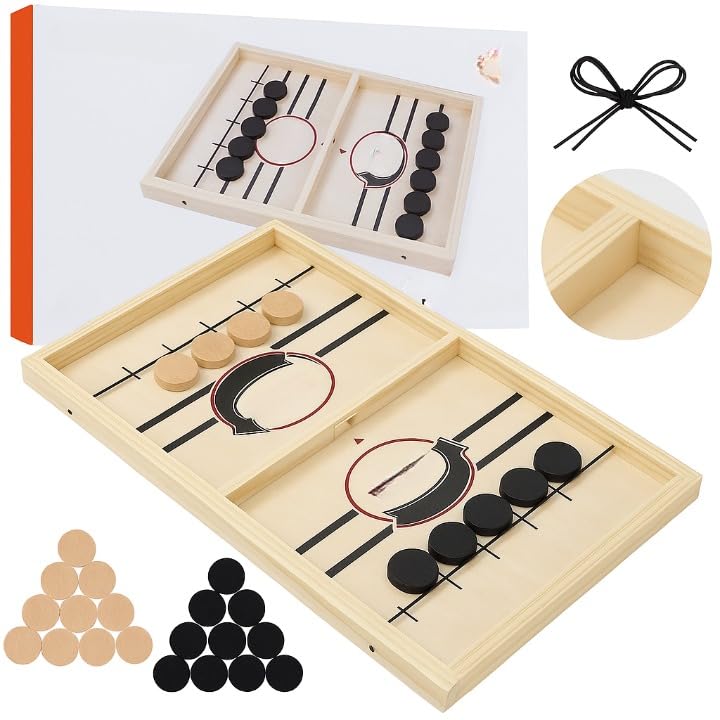 Wembley Fastest Finger First Board Game – Wooden String Hockey Sling Puck