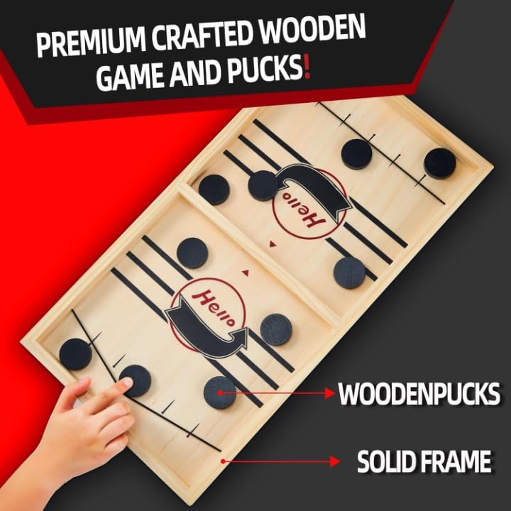 Wembley Fastest Finger First Board Game – Wooden String Hockey Sling Puck
