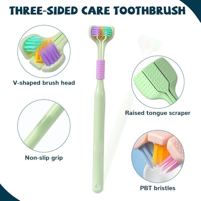 3-Sided Autism Toothbrush – V-Shaped Soft Bristle Oral Care (Pack of 2) - Random Colors
