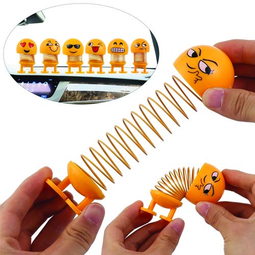 6 Pcs Cute Emoji Bobble Head Dolls – Dancing Dashboard Toys for Home & Car Decoration