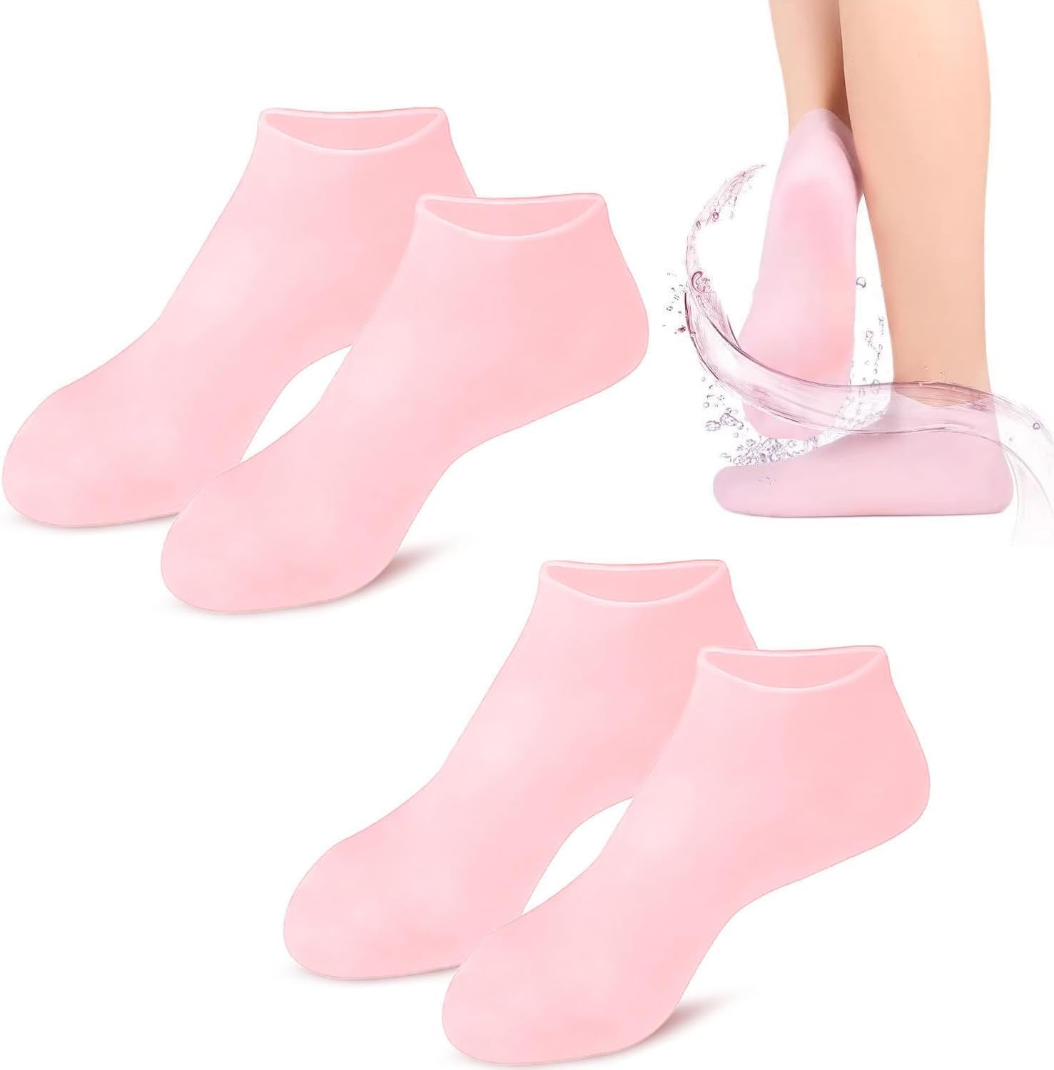 Hydrating Silicone Moisturizing Socks for Women & Men - (Pack of 2, Random Colors)