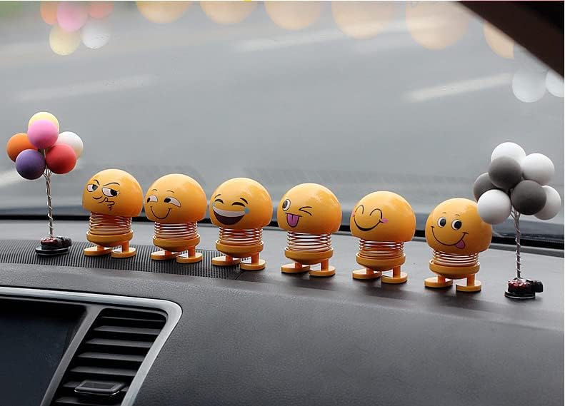 6 Pcs Cute Emoji Bobble Head Dolls – Dancing Dashboard Toys for Home & Car Decoration