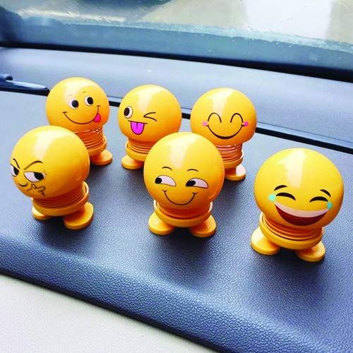 6 Pcs Cute Emoji Bobble Head Dolls – Dancing Dashboard Toys for Home & Car Decoration