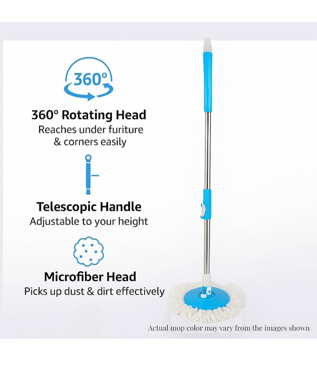 360 Degree Rotating Spin Mop – Original Replacement Parts for Home, Kitchen & Bathroom Cleaning