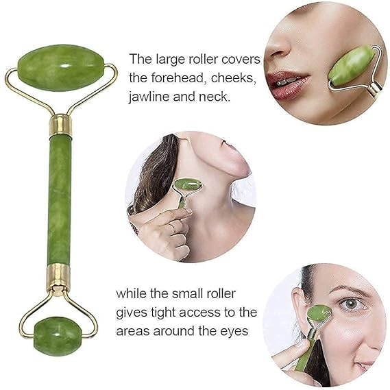 Combo Pack Marble Jade Roller, Ice Roller & 0.5mm Derma Roller – Facial Massage & Skin Therapy Set (Pack of 3)