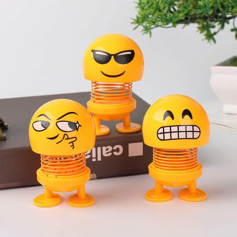 6 Pcs Cute Emoji Bobble Head Dolls – Dancing Dashboard Toys for Home & Car Decoration