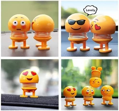 6 Pcs Cute Emoji Bobble Head Dolls – Dancing Dashboard Toys for Home & Car Decoration