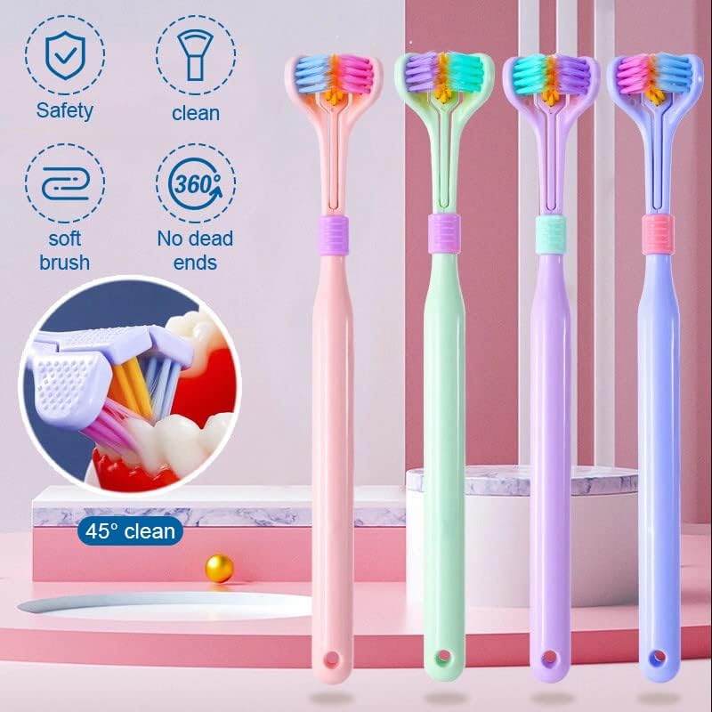 3-Sided Autism Toothbrush – V-Shaped Soft Bristle Oral Care (Pack of 2) - Random Colors