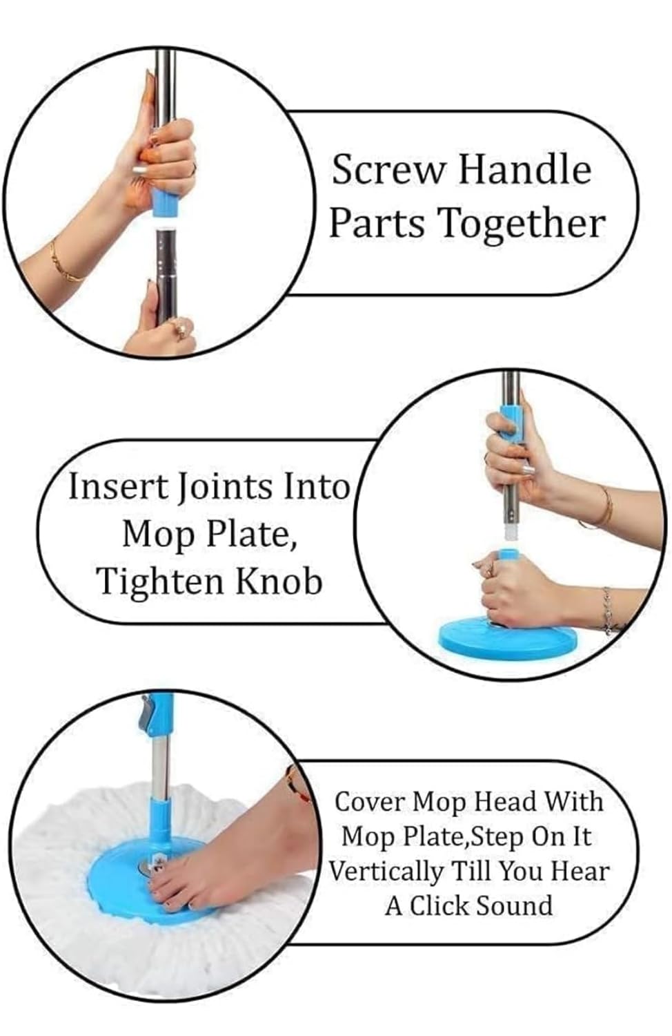 360 Degree Rotating Spin Mop – Original Replacement Parts for Home, Kitchen & Bathroom Cleaning