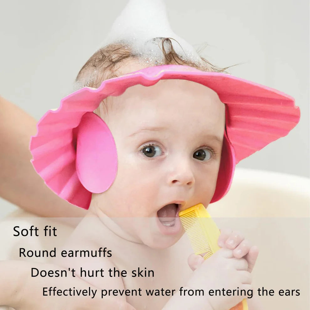Pack of 3 – Baby Shower Cap with Ear Protector – Random Colours