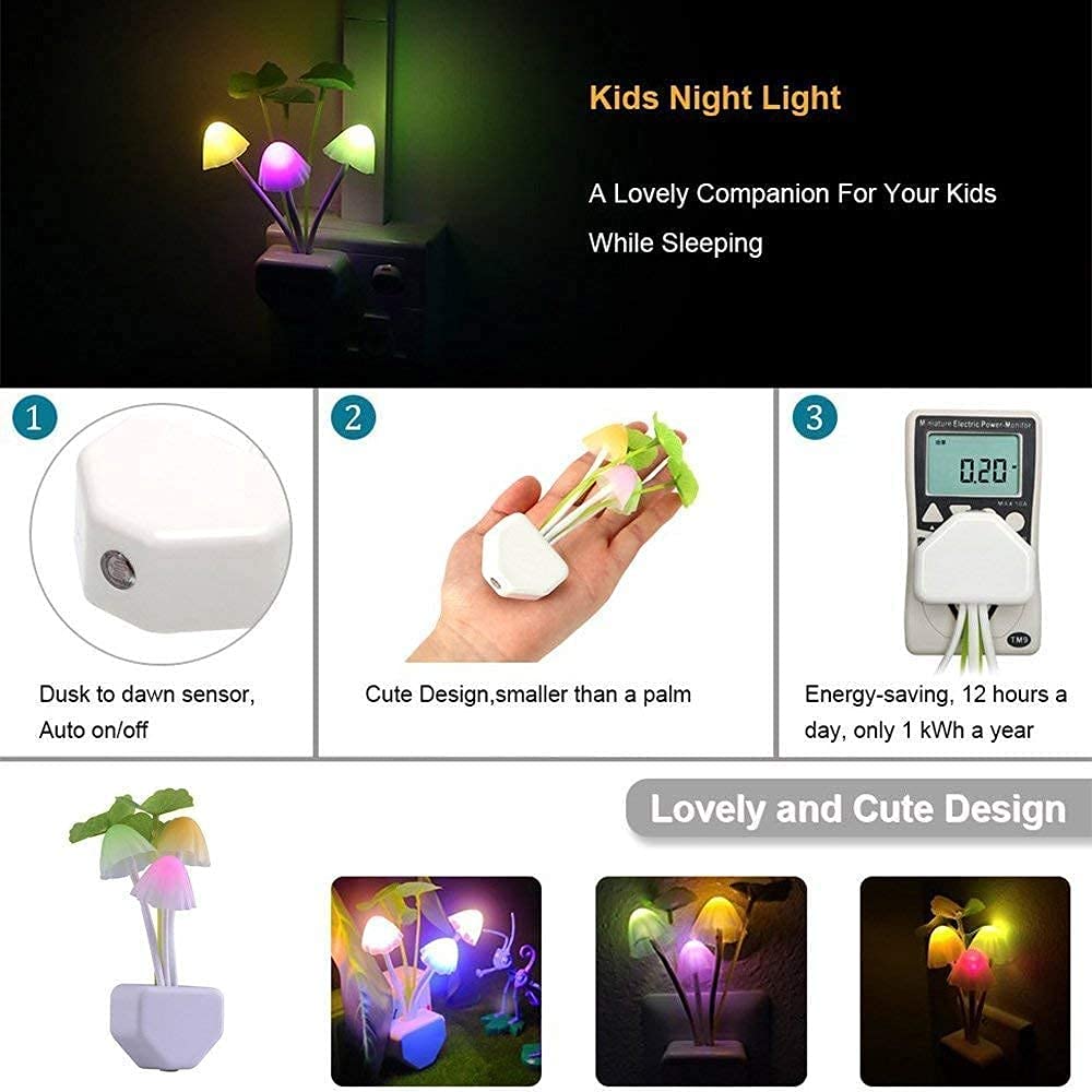 Mushroom Night Light – Dusk to Dawn Sensor LED Flower Lamp for Kids room
