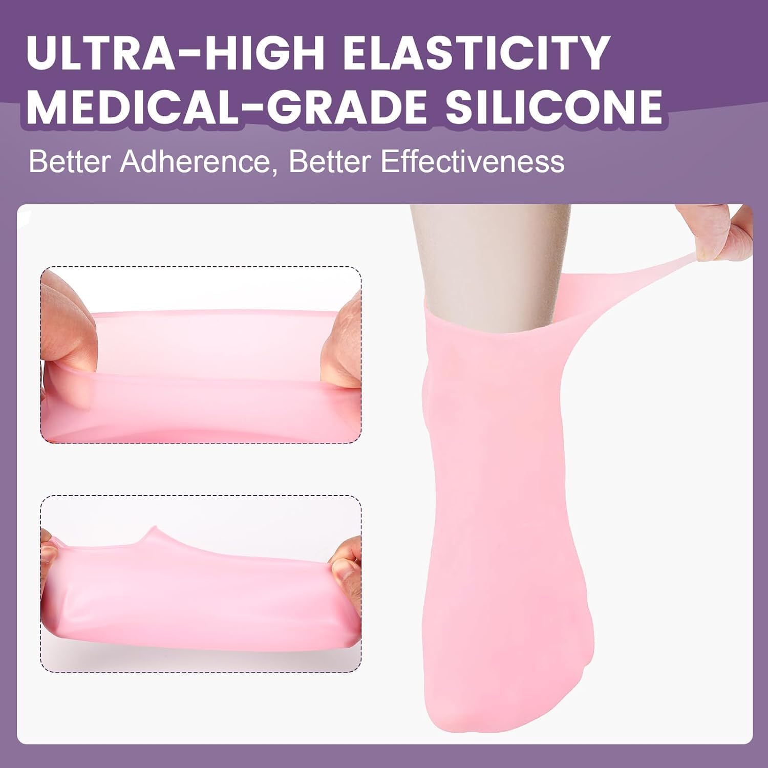 Hydrating Silicone Moisturizing Socks for Women & Men - (Pack of 2, Random Colors)