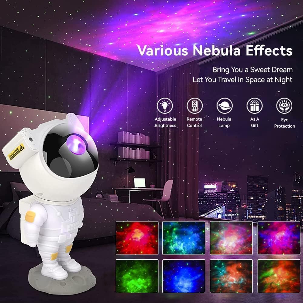 Astronaut Galaxy Projector with Remote Control - 360° Adjustable Nebula & Star Night Light with Timer