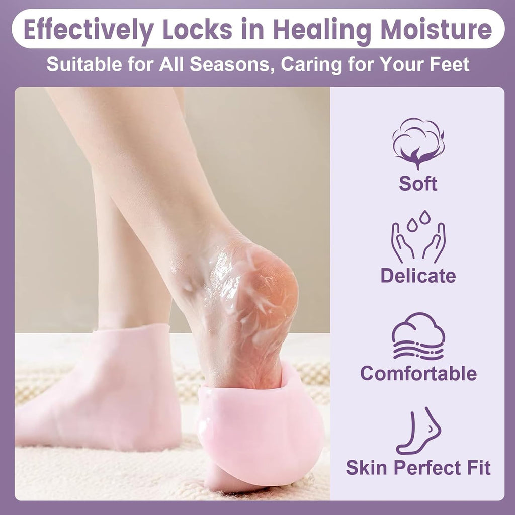 Hydrating Silicone Moisturizing Socks for Women & Men - (Pack of 2, Random Colors)