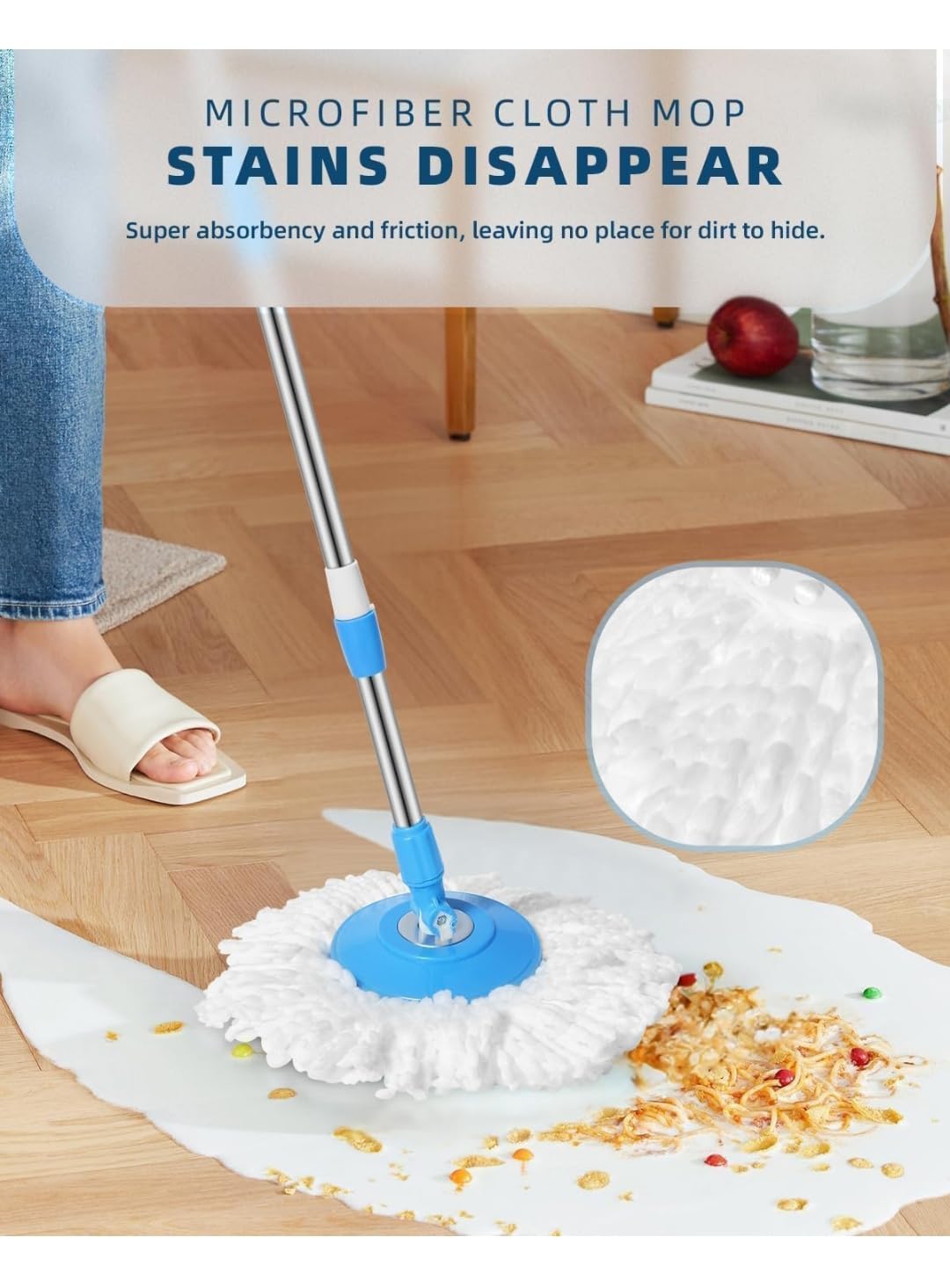 360 Degree Rotating Spin Mop – Original Replacement Parts for Home, Kitchen & Bathroom Cleaning