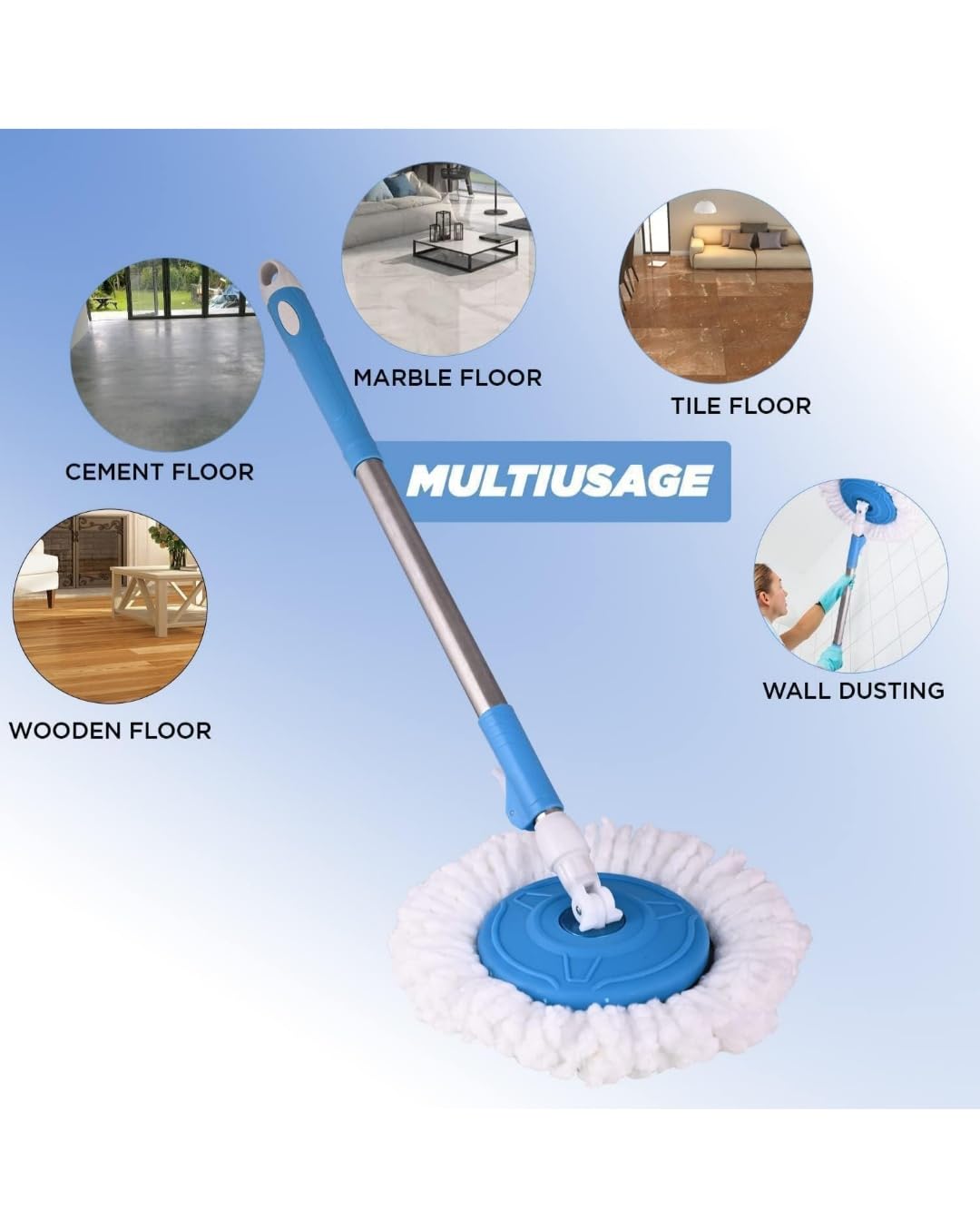 360 Degree Rotating Spin Mop – Original Replacement Parts for Home, Kitchen & Bathroom Cleaning