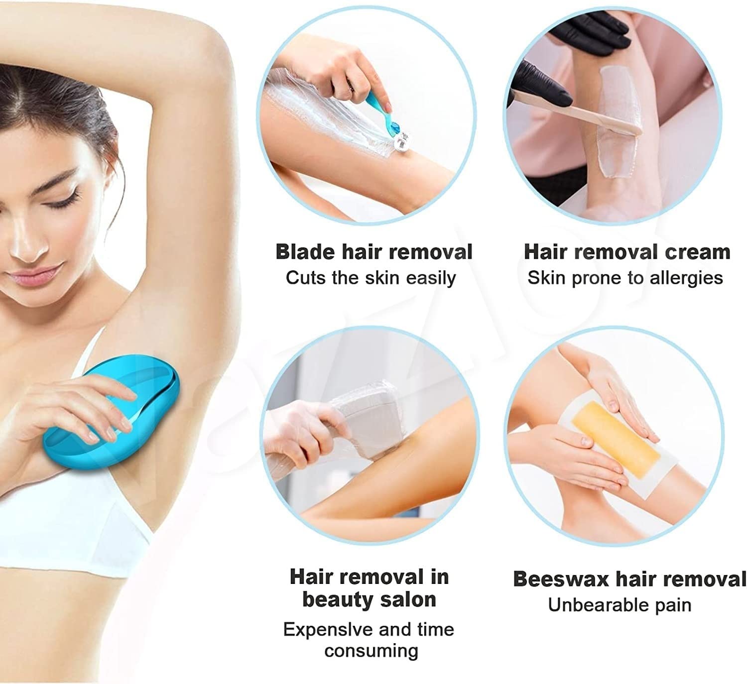Crystal Hair Eraser - Magic Painless Hair Remover for Men & Women - (Random Colour)
