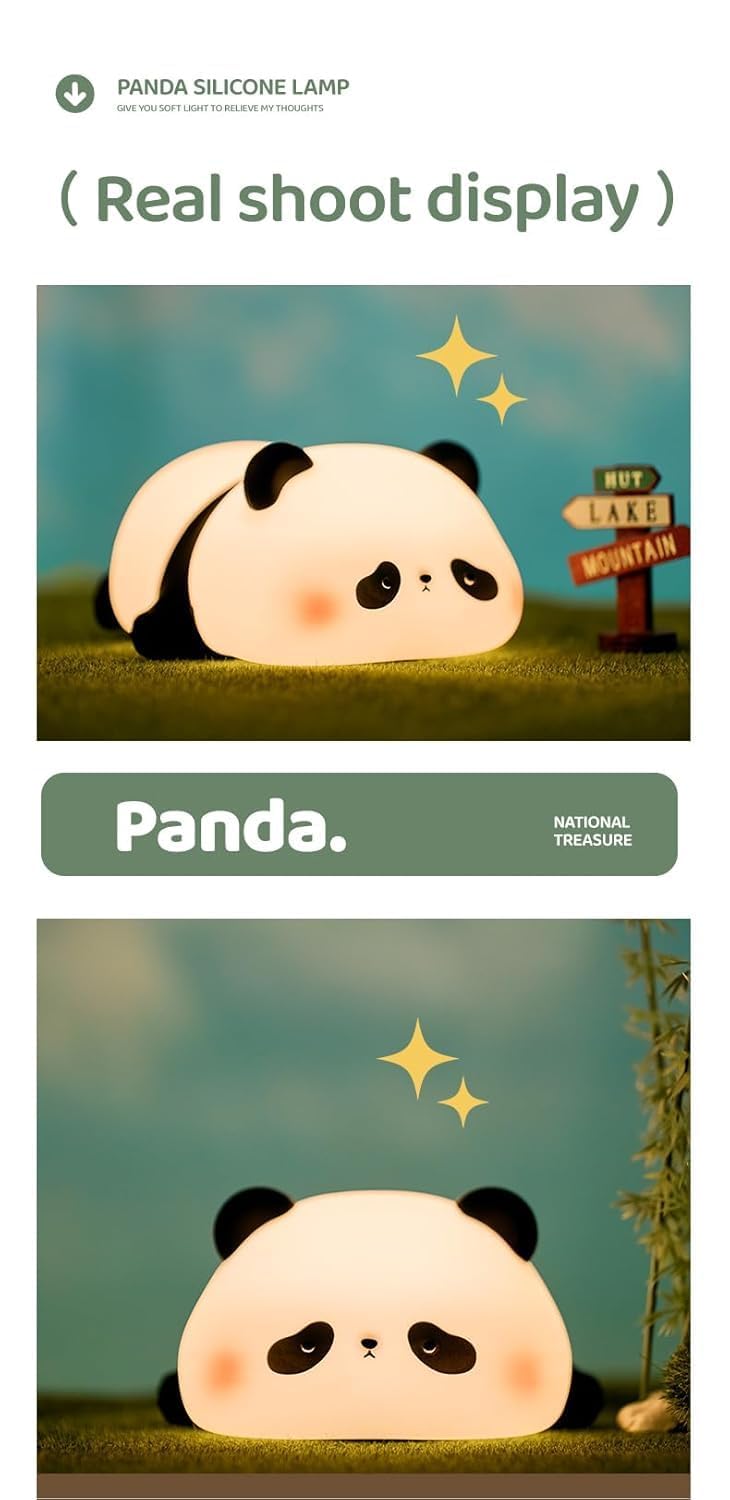 RD Cute Panda Night Light for Kids – Soft Silicone LED Bedside Lamp (Rechargeable, Dimmable & Touch Control)