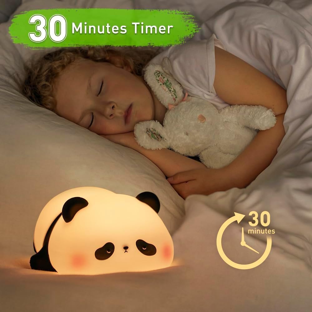 RD Cute Panda Night Light for Kids – Soft Silicone LED Bedside Lamp (Rechargeable, Dimmable & Touch Control)