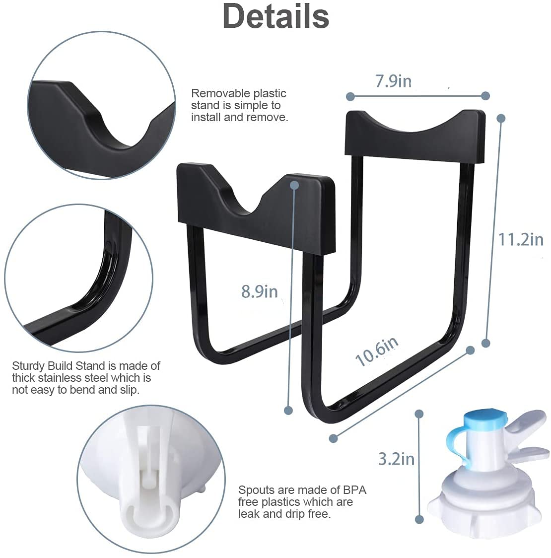 High-Quality Water Bottle Stand – Metal Rack Dispenser for 19 Ltr Bottles (With Nozzle)