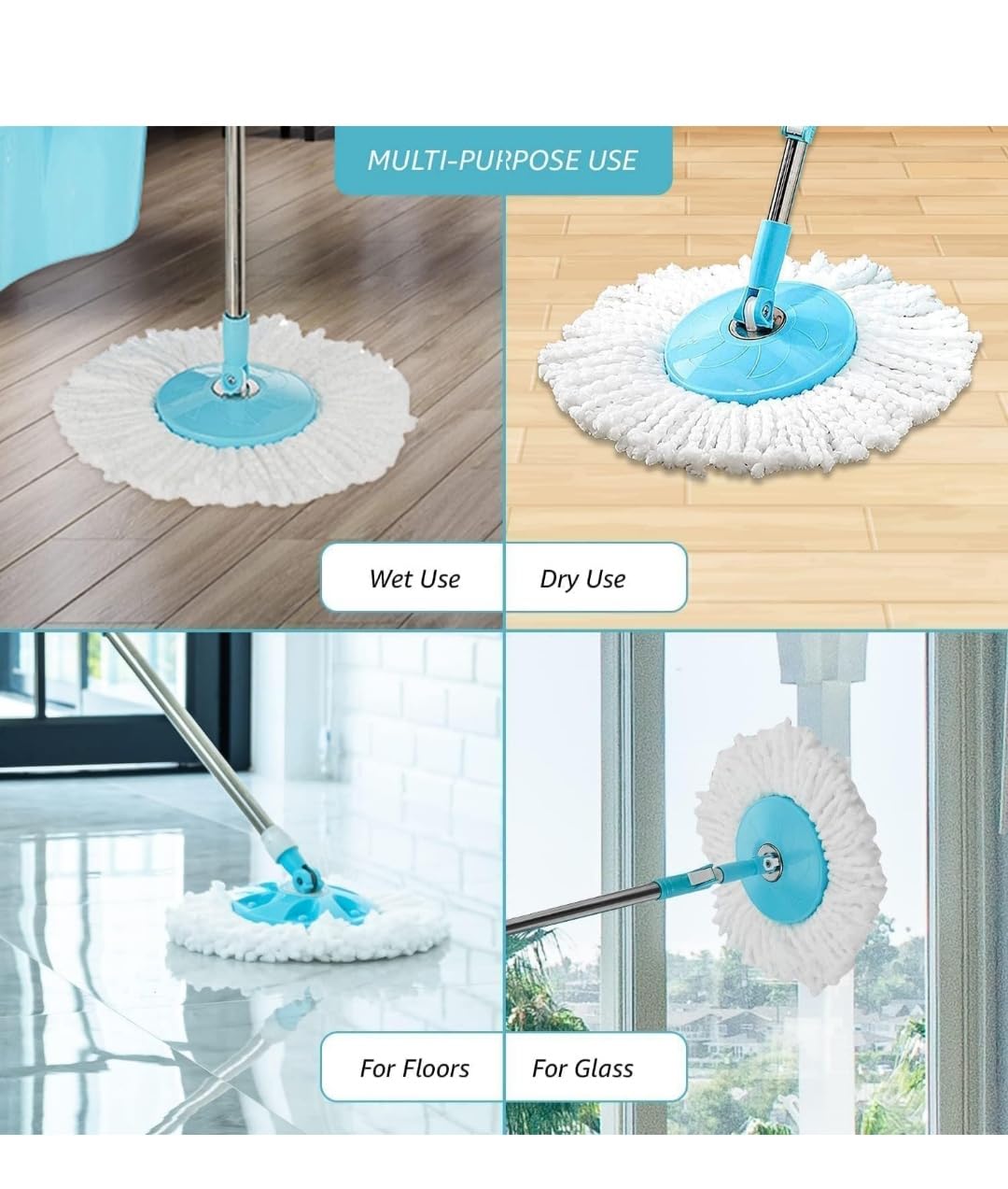 360 Degree Rotating Spin Mop – Original Replacement Parts for Home, Kitchen & Bathroom Cleaning