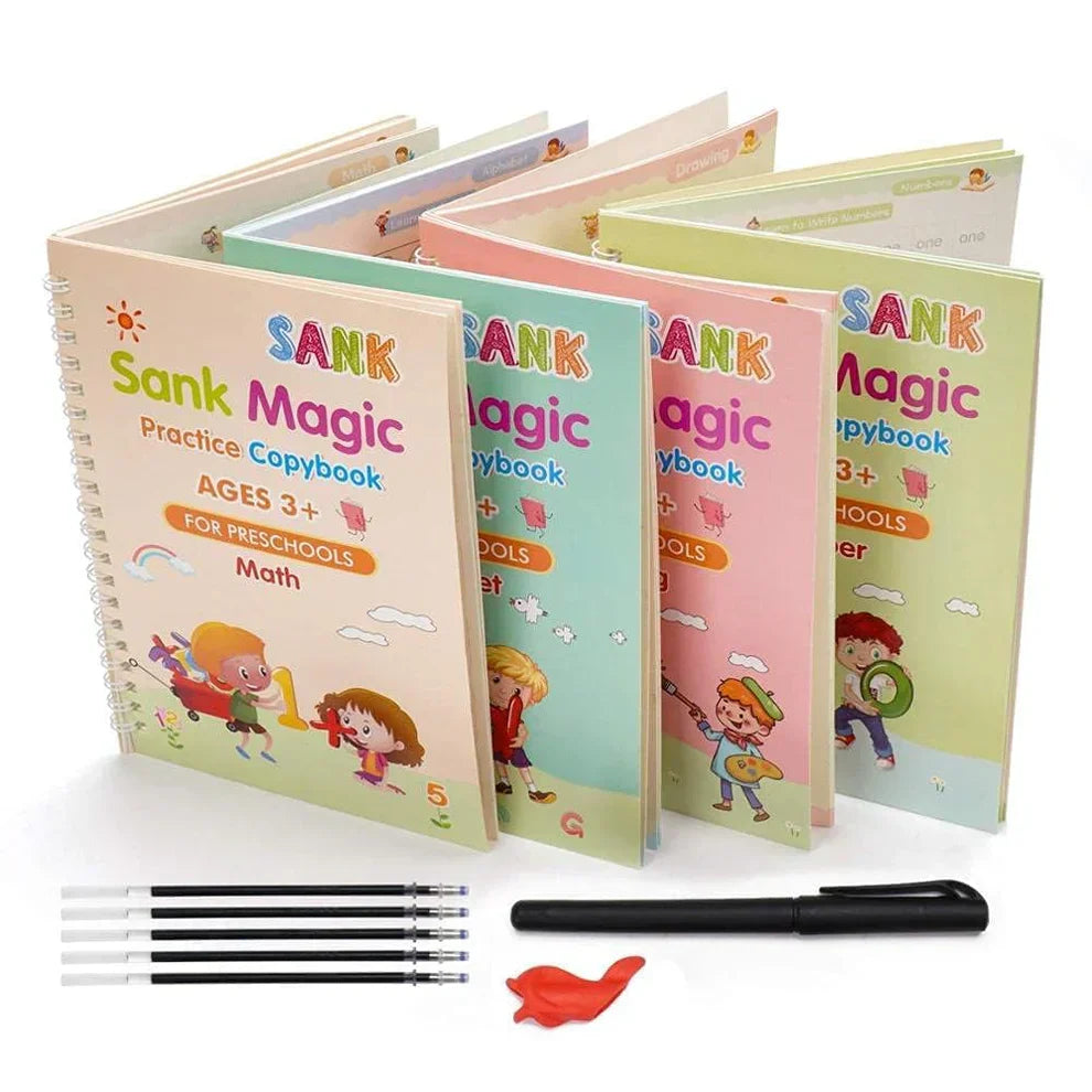 Sank Magic Practice Book Set – 4 Books + Magic Pen & 5/10 Refills