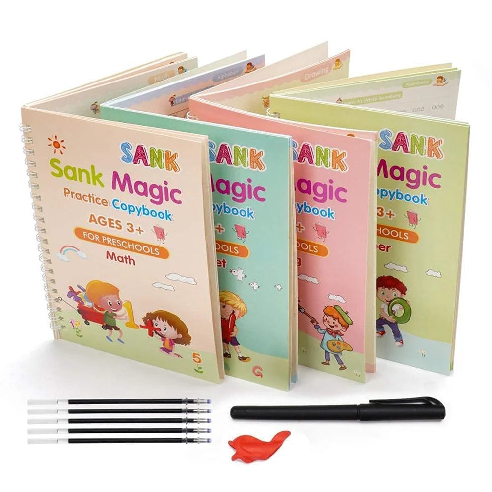 Sank Magic Practice Book Set – 4 Books + Magic Pen & 5/10 Refills
