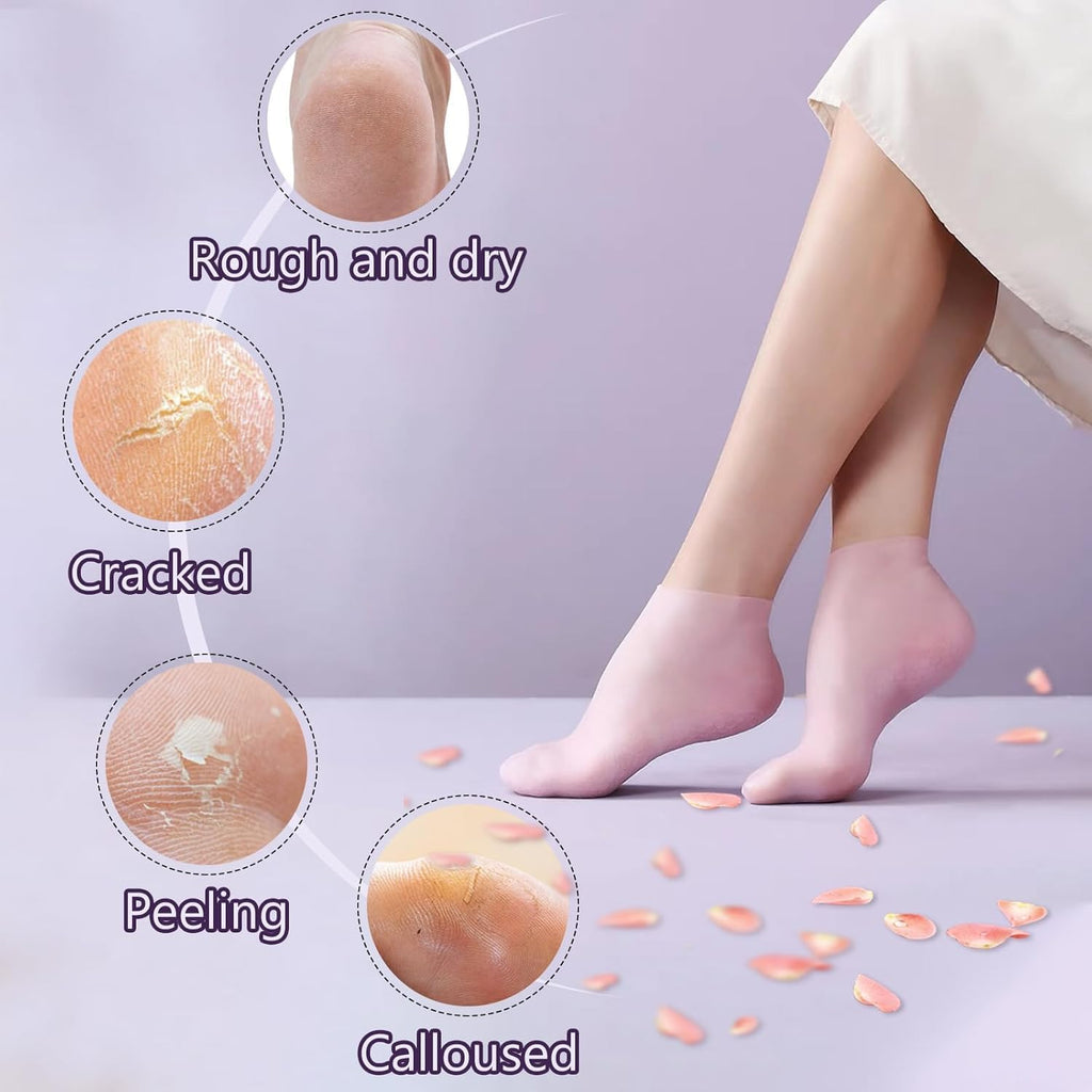 Hydrating Silicone Moisturizing Socks for Women & Men - (Pack of 2, Random Colors)