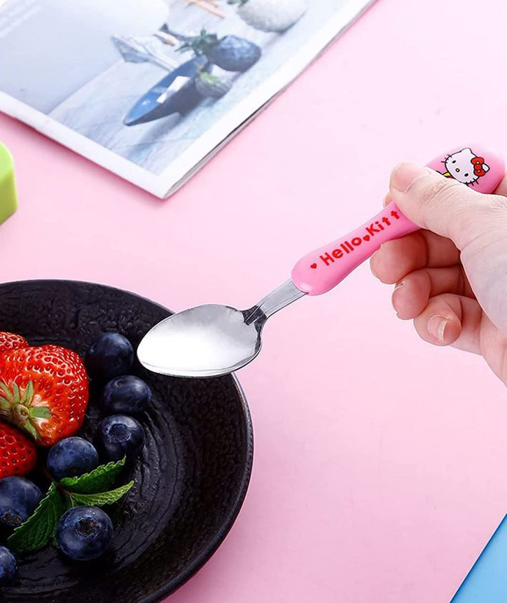 Portable Kids’ Stainless Steel Cutlery Set – Cartoon Spoon & Fork with Slim Travel Case