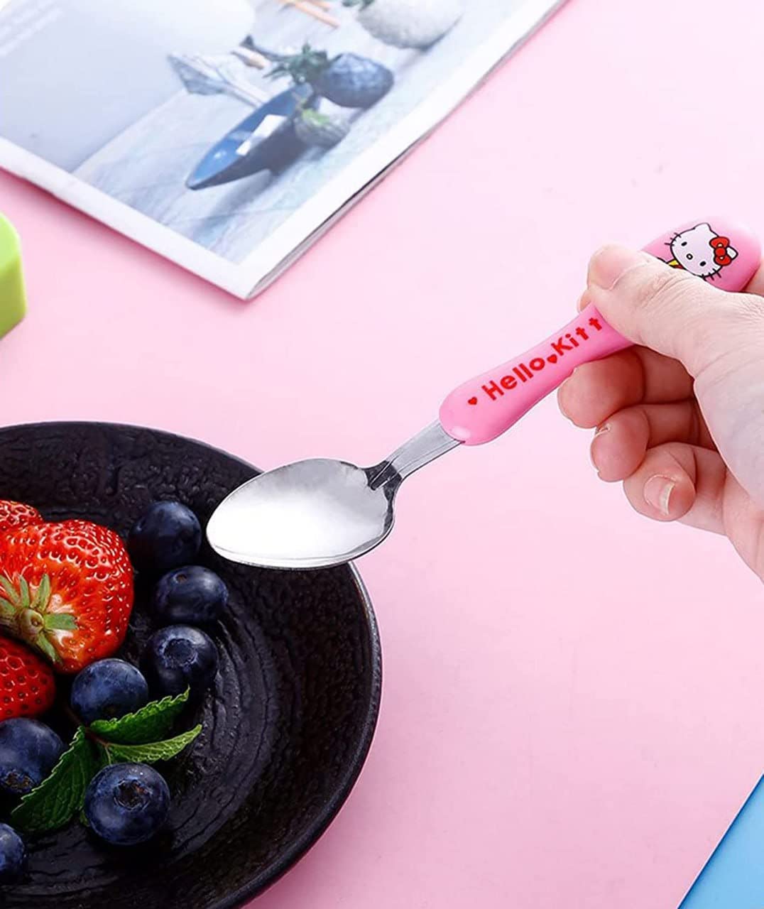 Portable Kids’ Stainless Steel Cutlery Set – Cartoon Spoon & Fork with Slim Travel Case