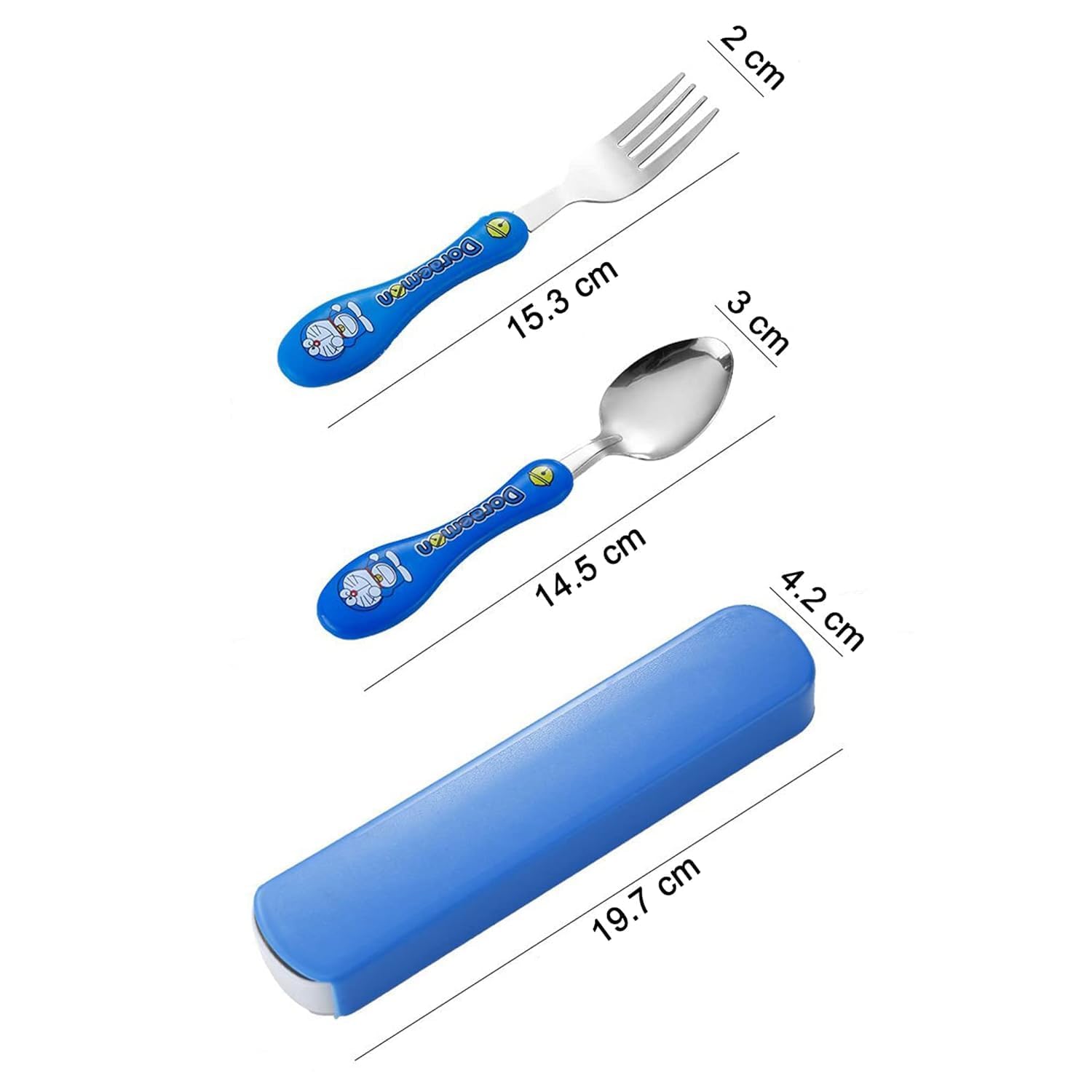 Portable Kids’ Stainless Steel Cutlery Set – Cartoon Spoon & Fork with Slim Travel Case