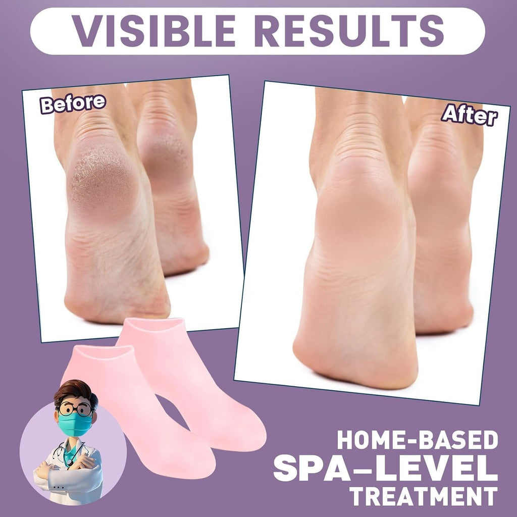 Hydrating Silicone Moisturizing Socks for Women & Men - (Pack of 2, Random Colors)