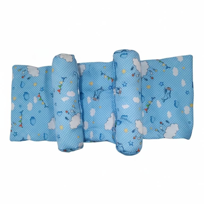 Baby Sleeping Bed Set with Pillow & Side Cushions - (Random Colour)