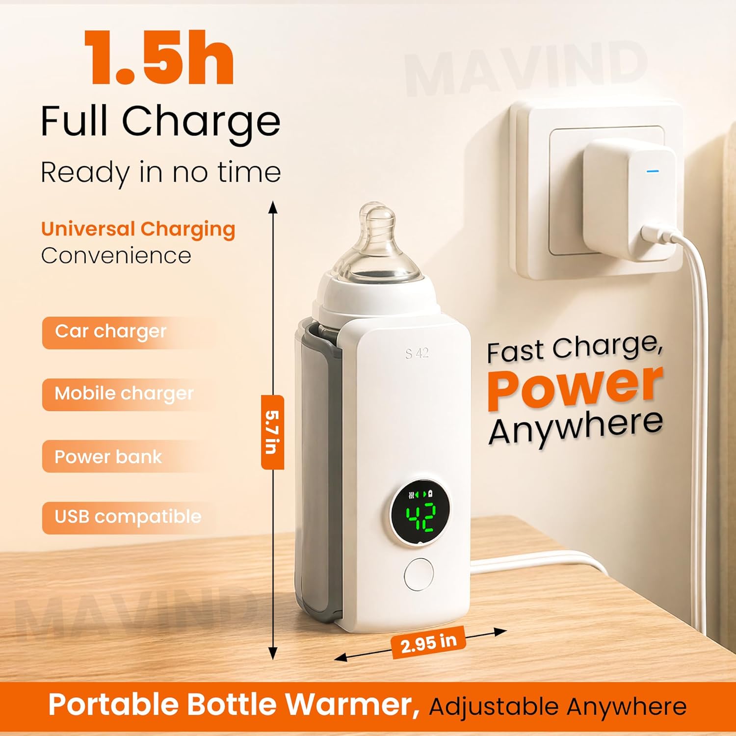 Portable Rechargeable Baby Bottle Warmer – Fast Heating Milk Warmer for Babies