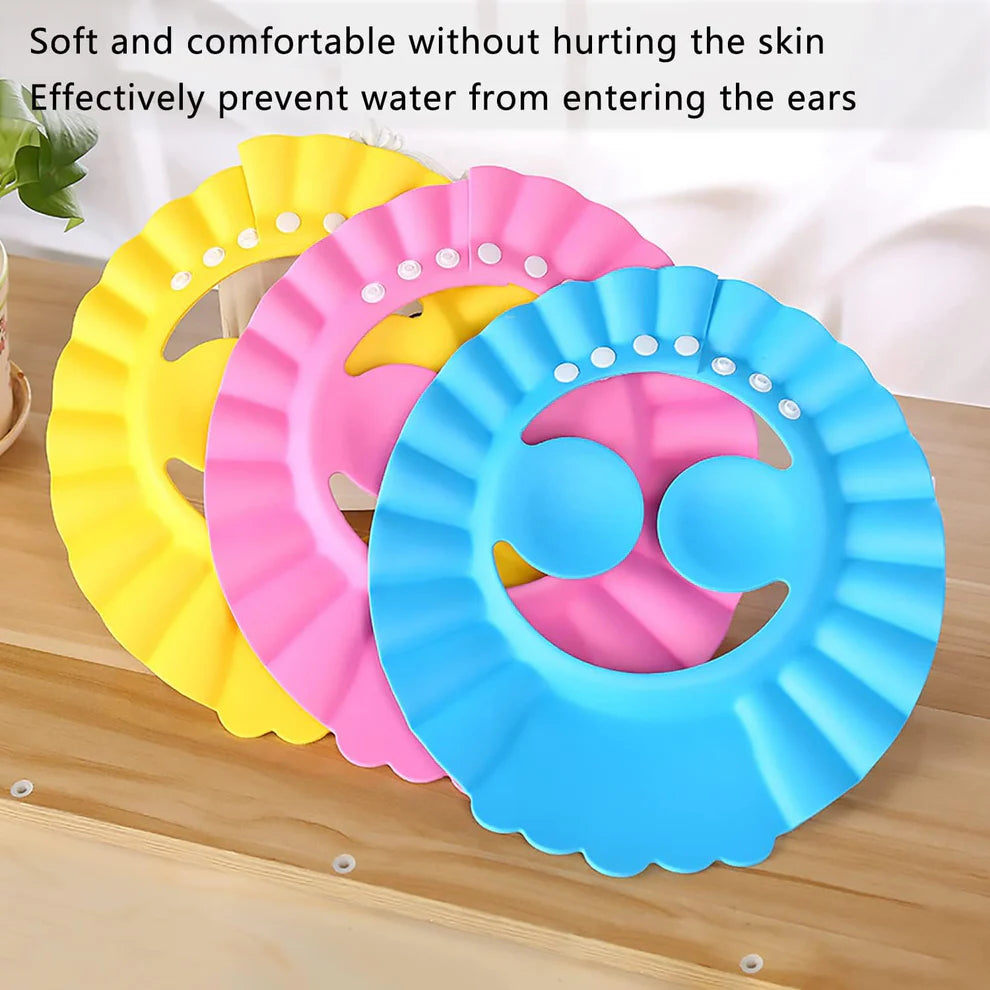 Pack of 3 – Baby Shower Cap with Ear Protector – Random Colours