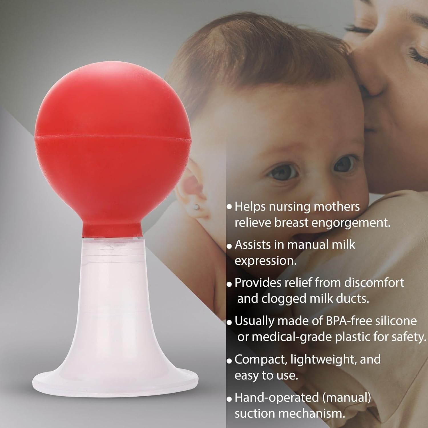Manual Breast Reliever Pump with Red Milk Container