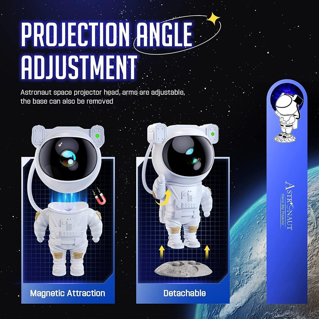 Astronaut Galaxy Projector with Remote Control - 360° Adjustable Nebula & Star Night Light with Timer