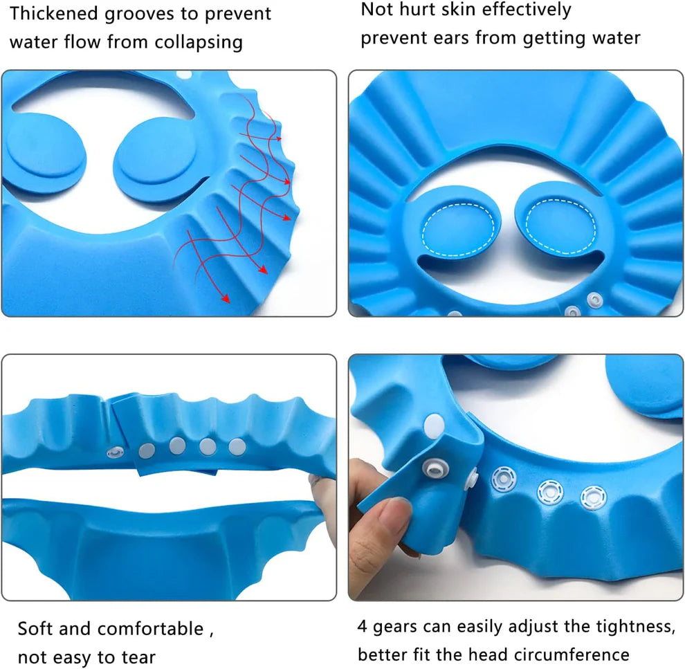 Pack of 3 – Baby Shower Cap with Ear Protector – Random Colours