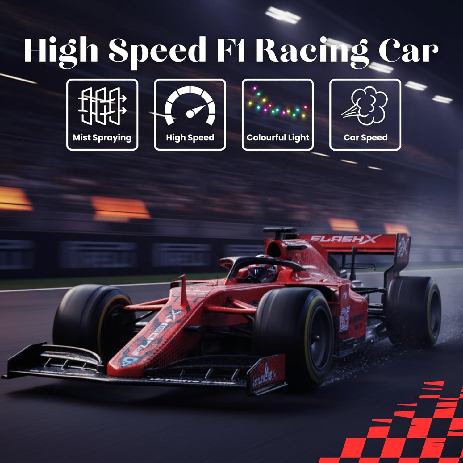F1 Equation High-Speed RC Racing Car with Mist Spray Exhaust & LED Lights