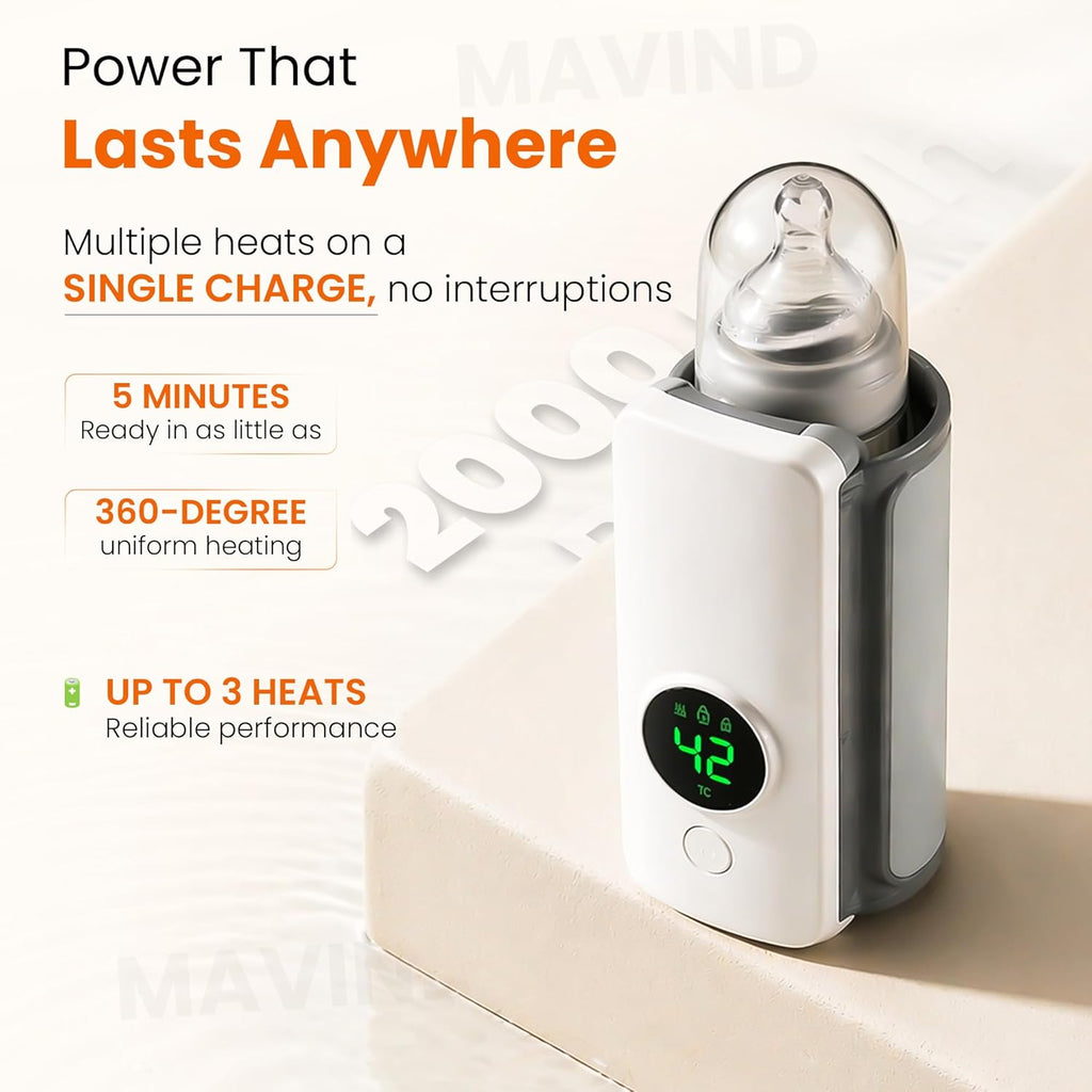 Portable Rechargeable Baby Bottle Warmer – Fast Heating Milk Warmer for Babies