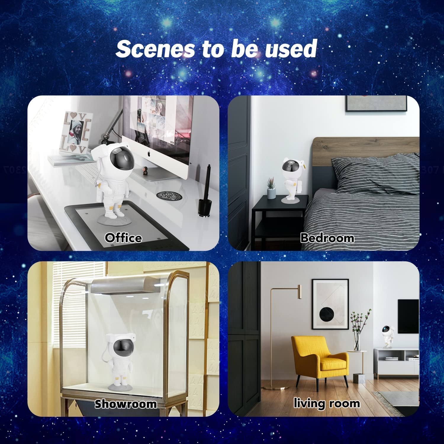 Astronaut Galaxy Projector with Remote Control - 360° Adjustable Nebula & Star Night Light with Timer