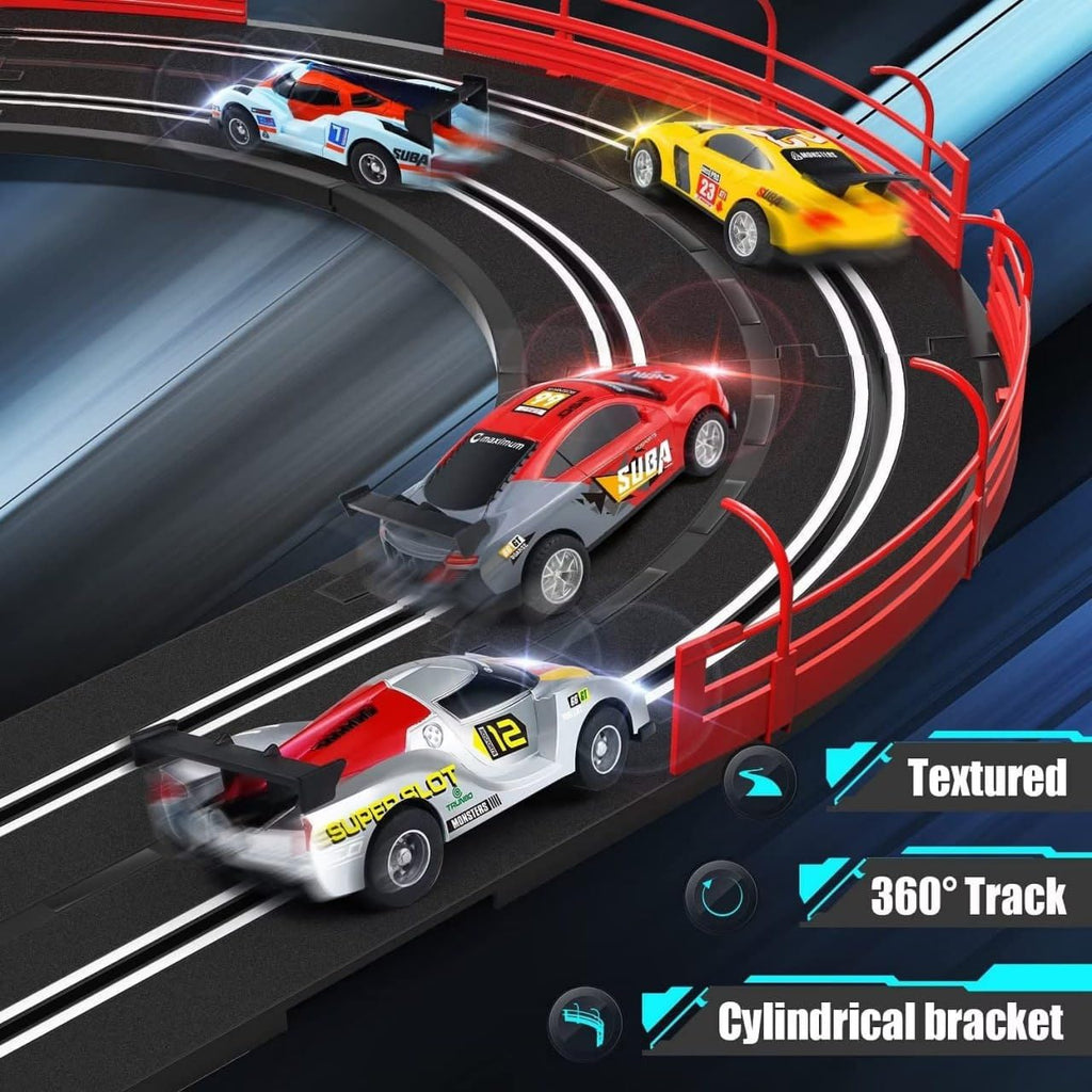 Soba Slot Car Racing Track Set – Hand-Operate Racing Track with 2 Cars & Electric Controllers