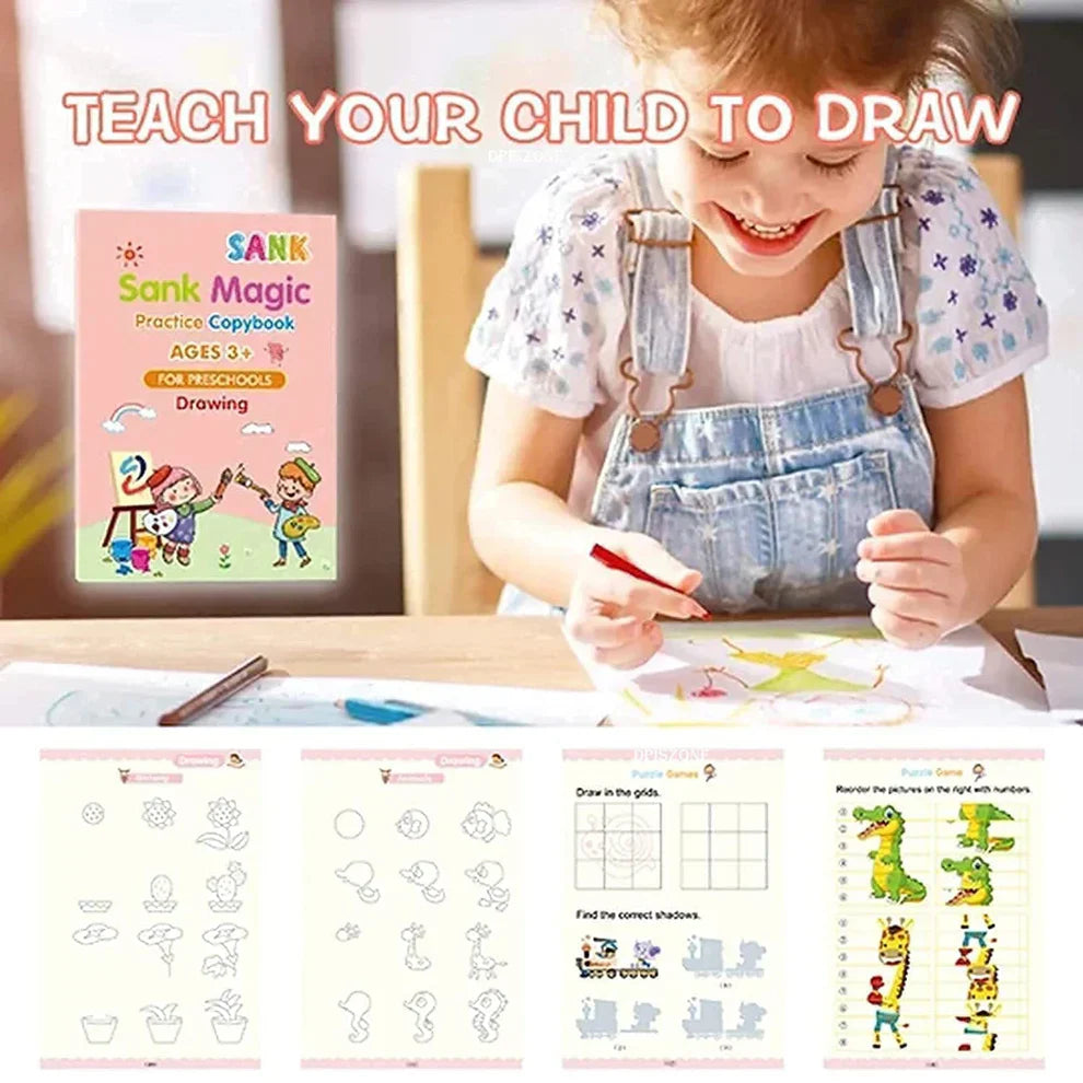 Sank Magic Practice Book Set – 4 Books + Magic Pen & 5/10 Refills